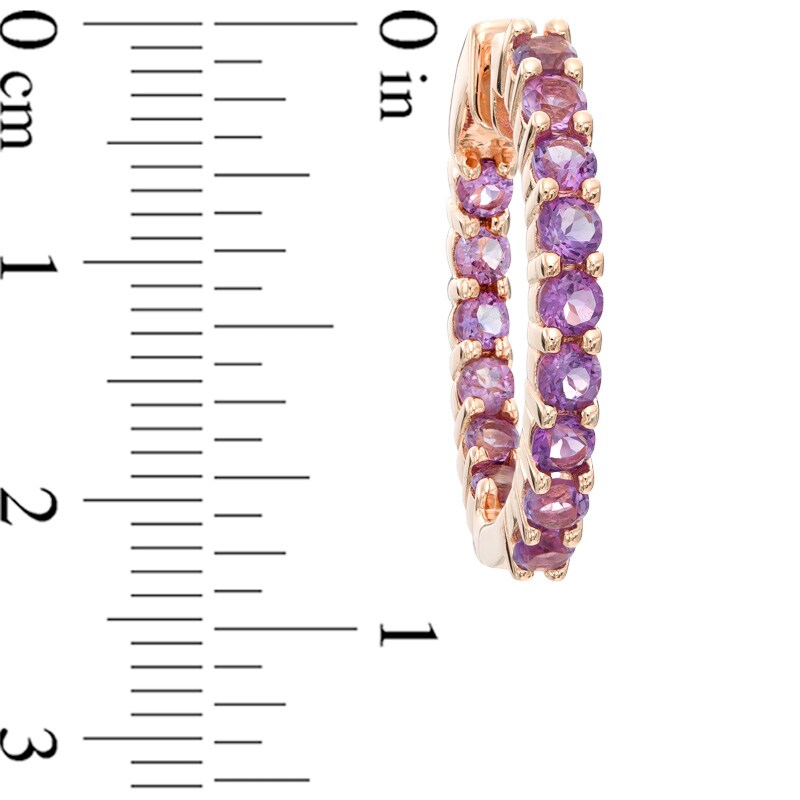 Rose de France Amethyst Inside-Out Hoop Earrings in Sterling Silver with 14K Rose Gold Plate