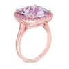 Thumbnail Image 1 of Cushion-Cut Amethyst and Lab-Created Pink Sapphire Frame Ring in Sterling Silver with 14K Rose Gold Plate - Size 6.5