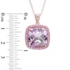 Thumbnail Image 2 of 14.0mm Cushion-Cut Amethyst and Lab-Created Pink Sapphire Frame Pendant in Sterling Silver with 14K Rose Gold Plate
