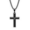 Thumbnail Image 0 of Men's Diamond Accent Bevelled Edge Satin Cross Pendant in Stainless Steel with Black IP - 24"