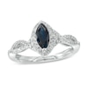 Thumbnail Image 0 of Marquise Blue Sapphire and 1/4 CT. T.W. Diamond Frame Ring in 10K White Gold