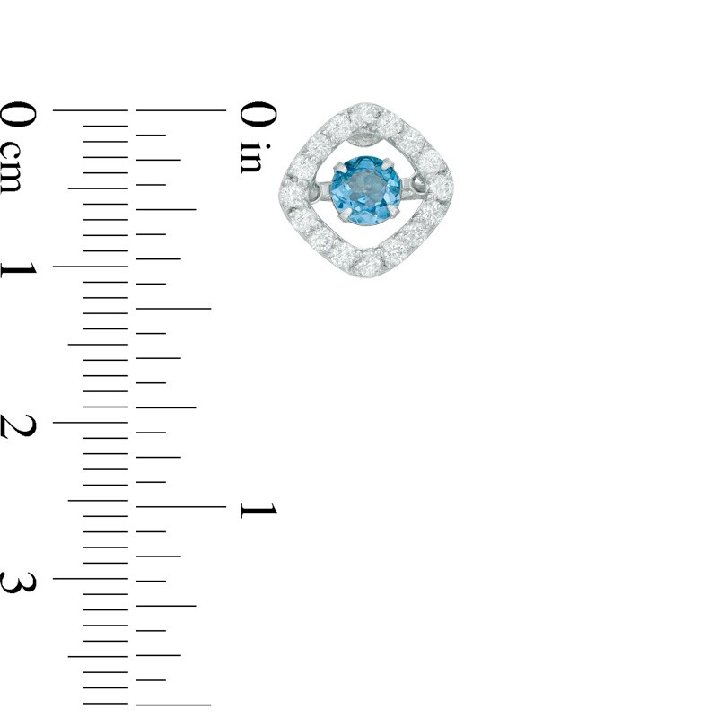 Main Image 2 of Swiss Blue Topaz and Lab-Created White Sapphire Tilted Square Stud Earrings in Sterling Silver