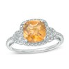 Thumbnail Image 0 of 8.0mm Cushion-Cut Citrine and 1/8 CT. T.W. Diamond Frame Ring in Sterling Silver