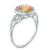 Thumbnail Image 1 of 8.0mm Cushion-Cut Citrine and 1/8 CT. T.W. Diamond Frame Ring in Sterling Silver