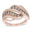 Thumbnail Image 0 of 1 CT. T.W. Champagne and White Diamond Swirl Bypass Ring in 10K Rose Gold
