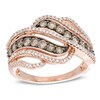 Thumbnail Image 0 of 1 CT. T.W. Champagne and White Diamond Swirl Bypass Ring in 10K Rose Gold