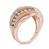 Thumbnail Image 1 of 1 CT. T.W. Champagne and White Diamond Swirl Bypass Ring in 10K Rose Gold