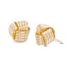 Ribbed Love Knot Button Stud Earrings in 14K Gold