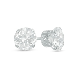 6.5mm Lab-Created White Sapphire Stud Earrings in 14K White Gold