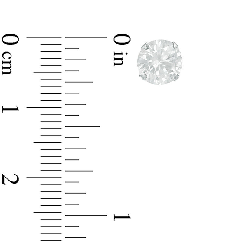 Main Image 2 of 6.5mm Lab-Created White Sapphire Stud Earrings in 14K White Gold
