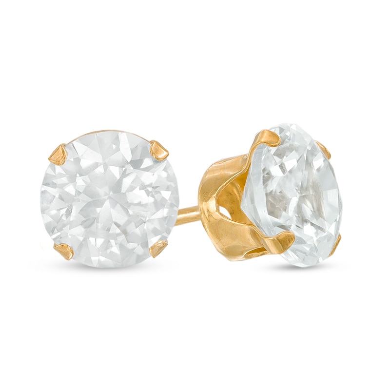Main Image 1 of 6.5mm Lab-Created White Sapphire Stud Earrings in 14K Gold