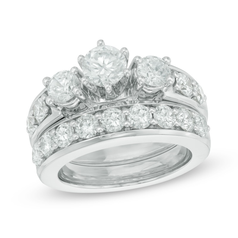 Main Image 1 of 2-3/4 CT. T.W. Diamond Past Present Future® Bridal Set in 14K White Gold