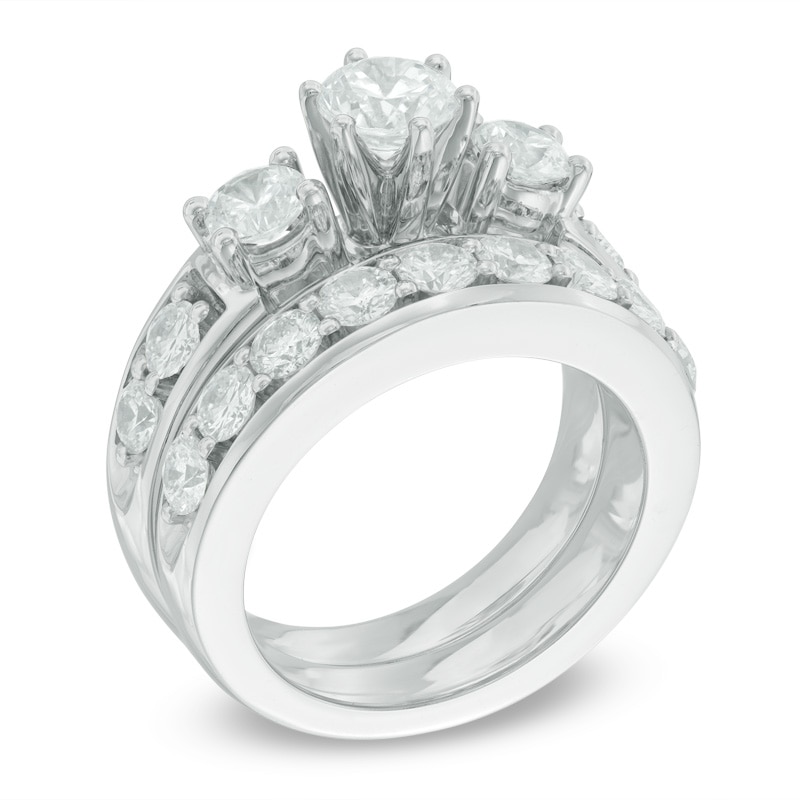 Main Image 2 of 2-3/4 CT. T.W. Diamond Past Present Future® Bridal Set in 14K White Gold