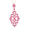 Thumbnail Image 1 of Lab-Created Ruby Scroll Pendant in Sterling Silver with 18K Rose Gold Plate