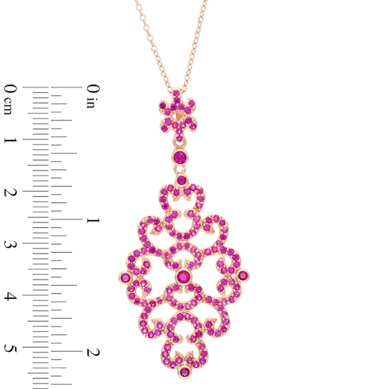 Lab-Created Ruby Scroll Pendant in Sterling Silver with 18K Rose Gold Plate Lab-Created Ruby Scroll Pendant in Sterling Silver with 18K Rose Gold Plate