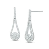 Thumbnail Image 1 of 1/2 CT. T.W. Multi-Diamond Open Teardrop-Shaped Frame with Flower Drop Earrings in 10K White Gold