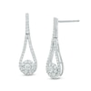 Thumbnail Image 0 of 1/2 CT. T.W. Multi-Diamond Open Teardrop-Shaped Frame with Flower Drop Earrings in 10K White Gold