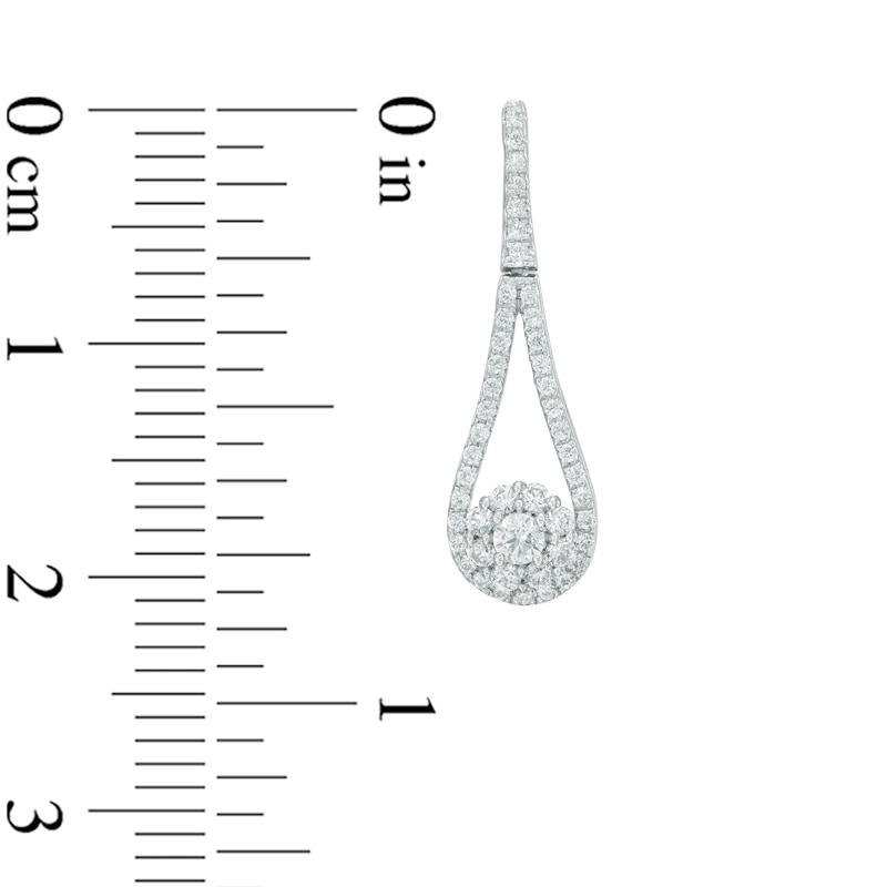Main Image 2 of 1/2 CT. T.W. Multi-Diamond Open Teardrop-Shaped Frame with Flower Drop Earrings in 10K White Gold