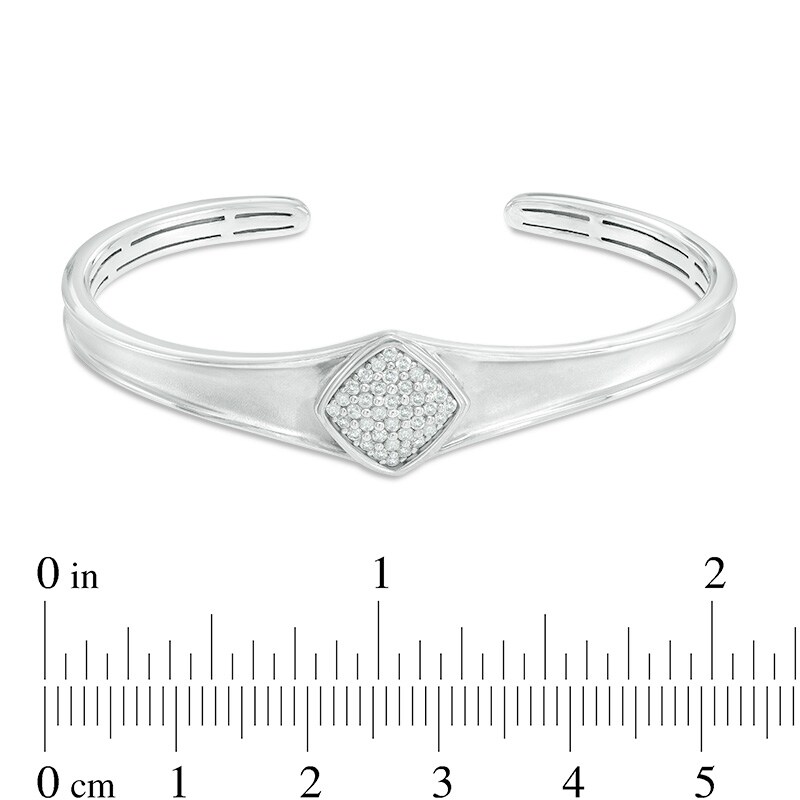 Main Image 2 of 1/3 CT. T.W. Diamond Tilted Square Cuff in Sterling Silver