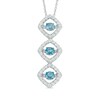 Thumbnail Image 1 of Blue Topaz and Lab-Created White Sapphire Linear Three Stone Pendant in Sterling Silver