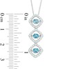 Thumbnail Image 2 of Blue Topaz and Lab-Created White Sapphire Linear Three Stone Pendant in Sterling Silver