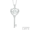 Thumbnail Image 1 of 6.0mm Lab-Created White Sapphire Heart-Top Key Pendant in Sterling Silver