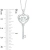 Thumbnail Image 2 of 6.0mm Lab-Created White Sapphire Heart-Top Key Pendant in Sterling Silver