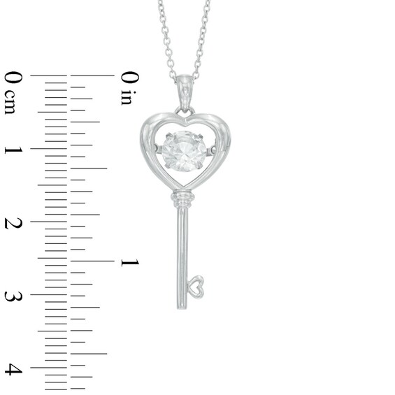 Unstoppable Love™ 6.0mm Lab-Created White Sapphire Heart-Top Key Pendant in Sterling Silver Unstoppable Love™ 6.0mm Lab-Created White Sapphire Heart-Top Key Pendant in Sterling Silver