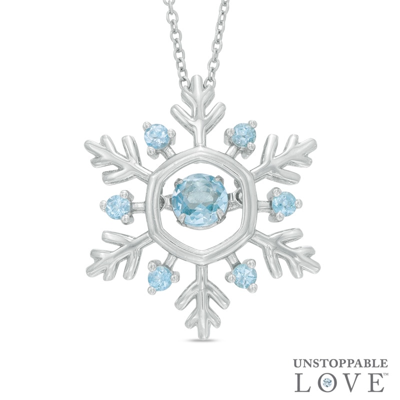 4.5mm Swiss Blue Topaz Snowflake Pendant in Sterling Silver