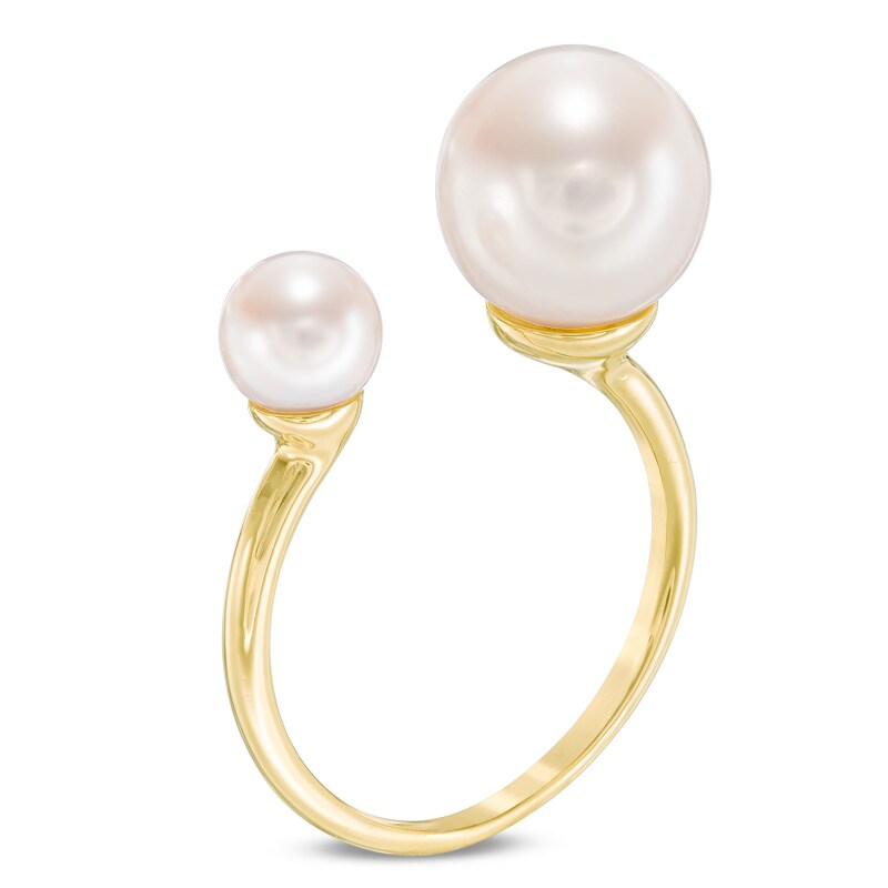 Cultured Freshwater Pearl Open Ring in Sterling Silver with 14K Gold Plate