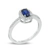 Thumbnail Image 2 of Oval Lab-Created Blue and White Sapphire Frame Pendant, Earrings and Ring Set in Sterling Silver - Size 7