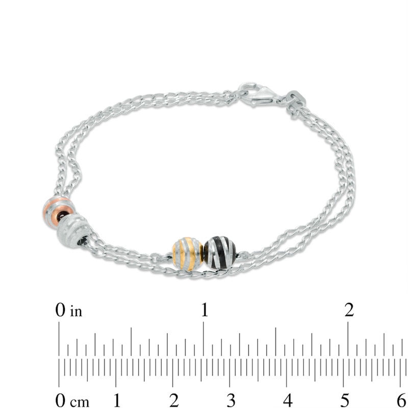 Main Image 3 of Bead Lariat Necklace and Bracelet Set in Two-Tone Sterling Silver with Black Ruthenium