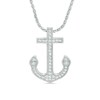 Thumbnail Image 1 of Lab-Created White Sapphire Anchor Pendant in Sterling Silver