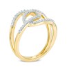 Thumbnail Image 2 of Lab-Created White Sapphire Open Interlocking Ring in Sterling Silver and 14K Gold Plate