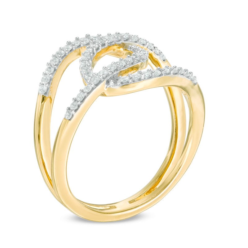 Lab-Created White Sapphire Open Interlocking Ring in Sterling Silver and 14K Gold Plate