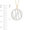 Thumbnail Image 2 of Lab-Created White Sapphire Wavy Circle Pendant in Sterling Silver with 14K Gold Plate