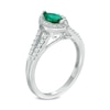 Thumbnail Image 1 of Marquise Lab-Created Emerald and White Sapphire Frame Ring in Sterling Silver
