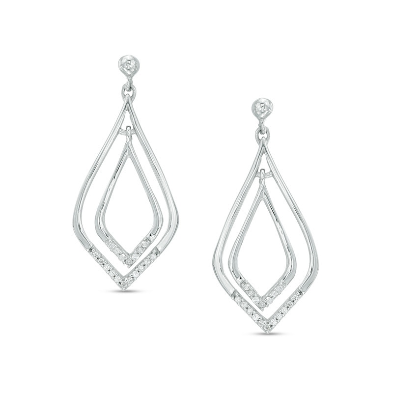 1/10 CT. T.W. Diamond Double Pendulum Drop Earrings in Sterling Silver