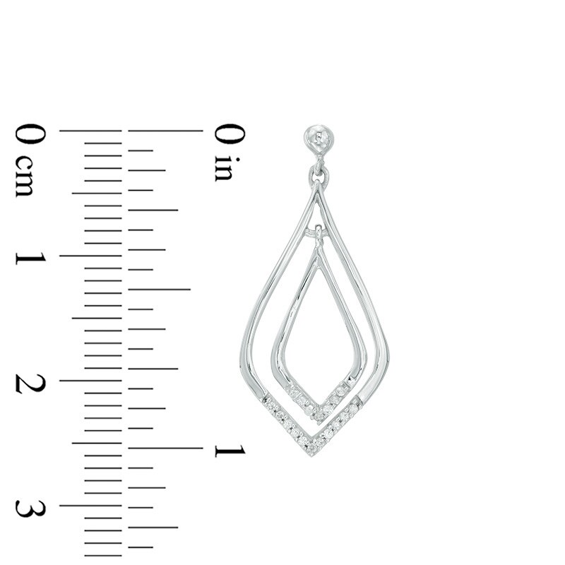 Main Image 2 of 1/10 CT. T.W. Diamond Double Pendulum Drop Earrings in Sterling Silver