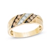 Thumbnail Image 0 of Men's 1/2 CT. T.W. Champagne and White Diamond Slanted Triple Row Band in 10K Gold