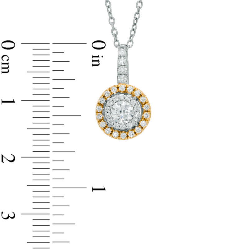 Main Image 2 of 1/2 CT. T.W. Certified Canadian Diamond Frame Pendant in 14K Two-Tone Gold (I/I2)