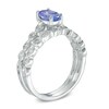 Thumbnail Image 2 of Precious Bride™ Oval Tanzanite and 1/5 CT. T.W. Diamond Bridal Set in 14K White Gold