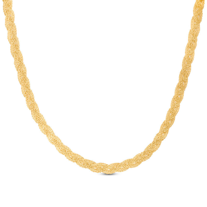 Main Image 1 of 4.0mm Braided Foxtail Chain Necklace in 10K Gold - 17.75"