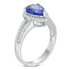 Precious Bride™ Pear-Shaped Tanzanite and 1/3 CT. T.W. Diamond Frame Engagement Ring in 14K White Gold