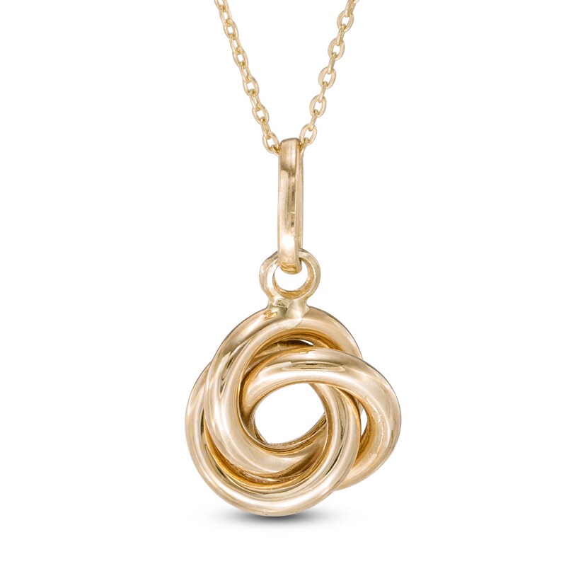 Main Image 1 of Love Knot Pendant in 10K Gold - 17"