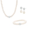 Thumbnail Image 0 of 7.0 - 9.0mm Cultured Freshwater Pearl and Crystal Necklace, Bracelet and Drop Earrings Set in Sterling Silver