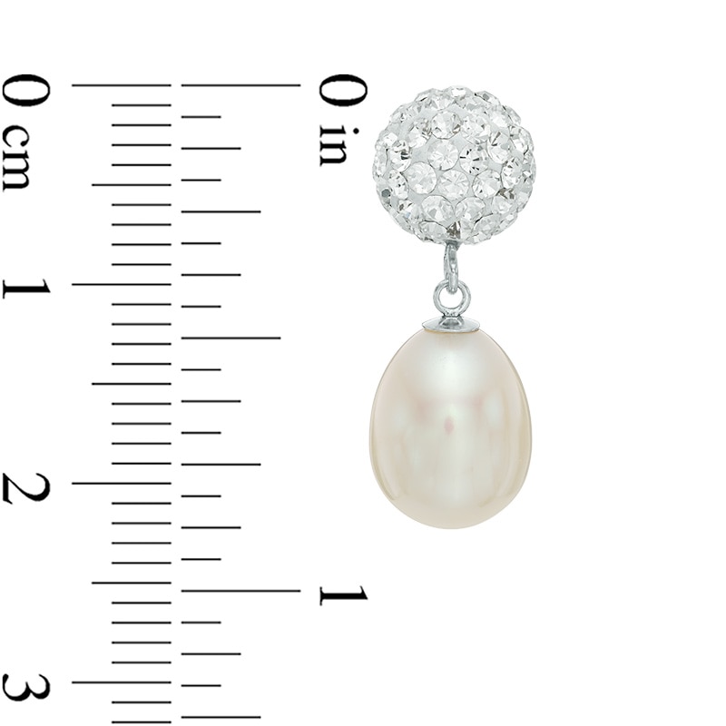Main Image 3 of 7.0-9.0mm Freshwater Cultured Pearl and Crystal Necklace, Bracelet and Drop Earrings Set in Sterling Silver