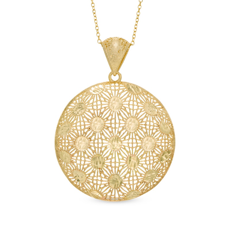 Main Image 1 of Round Lattice Pendant in 10K Gold