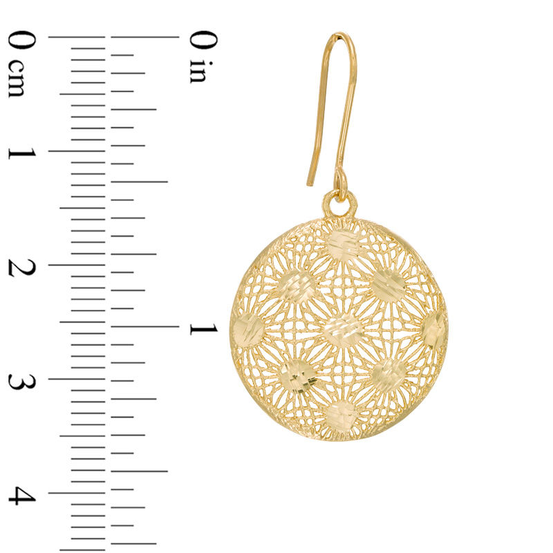 Round Lattice Drop Earrings in 10K Gold