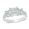 Thumbnail Image 1 of 1 CT. T.W. Princess-Cut Composite Diamond Three Stone Engagement Ring in 10K White Gold